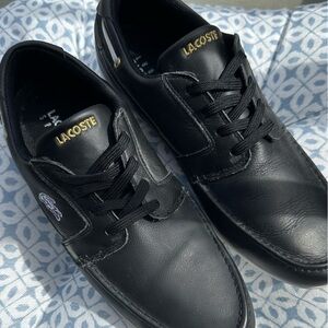 Lacoste Black Leather Slip-On Style Casual Loafers Mens Size 12